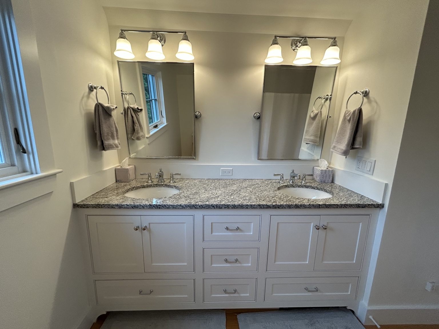 Gray double bathroom vanity