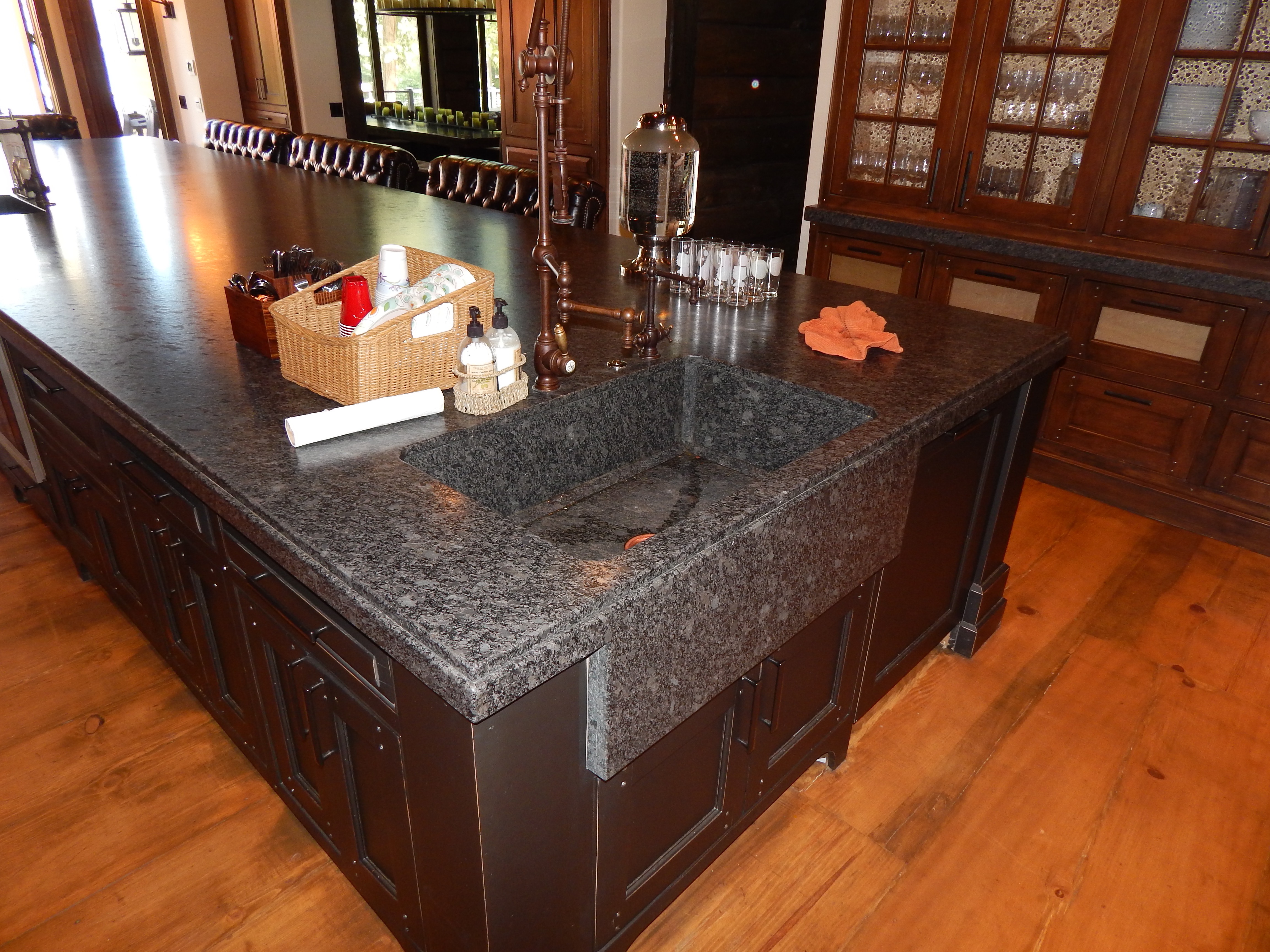 Kitchen island bar with sink and pendant lights