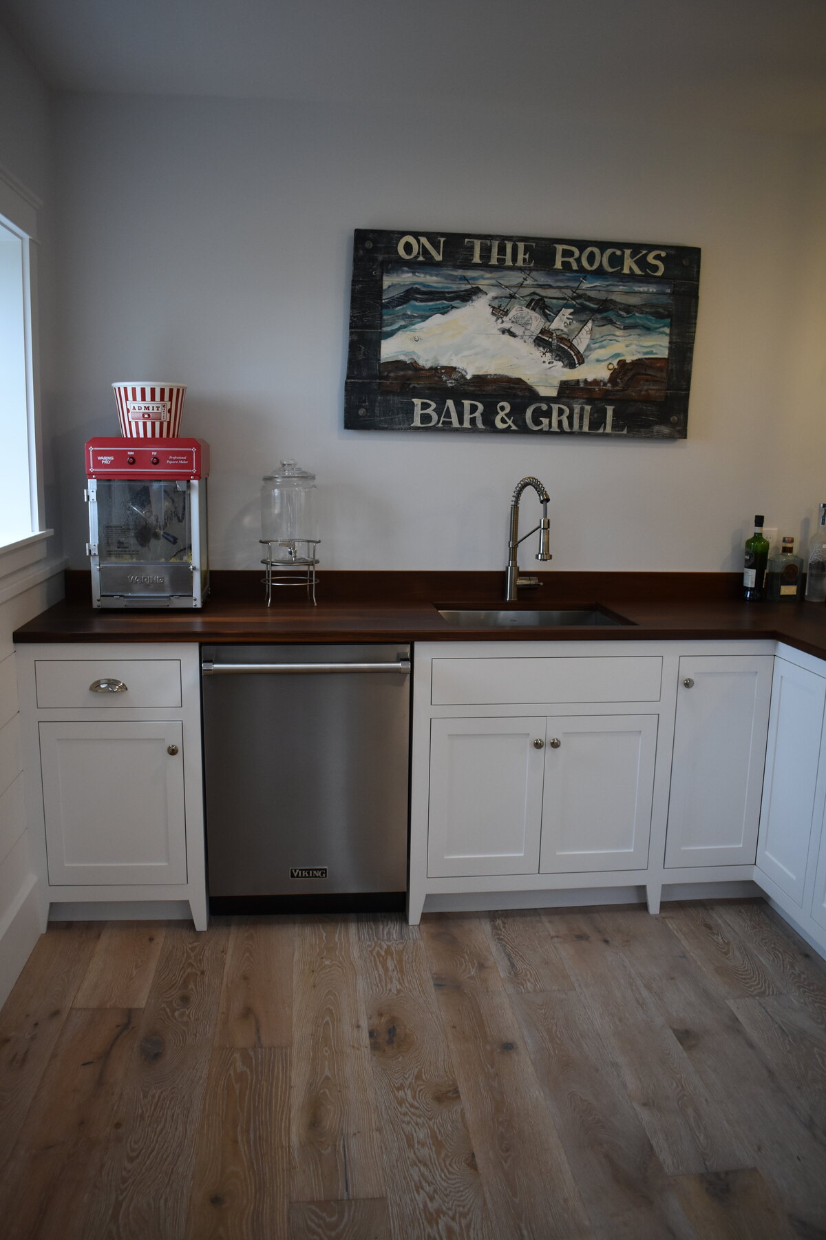 White kitchen range and island detail